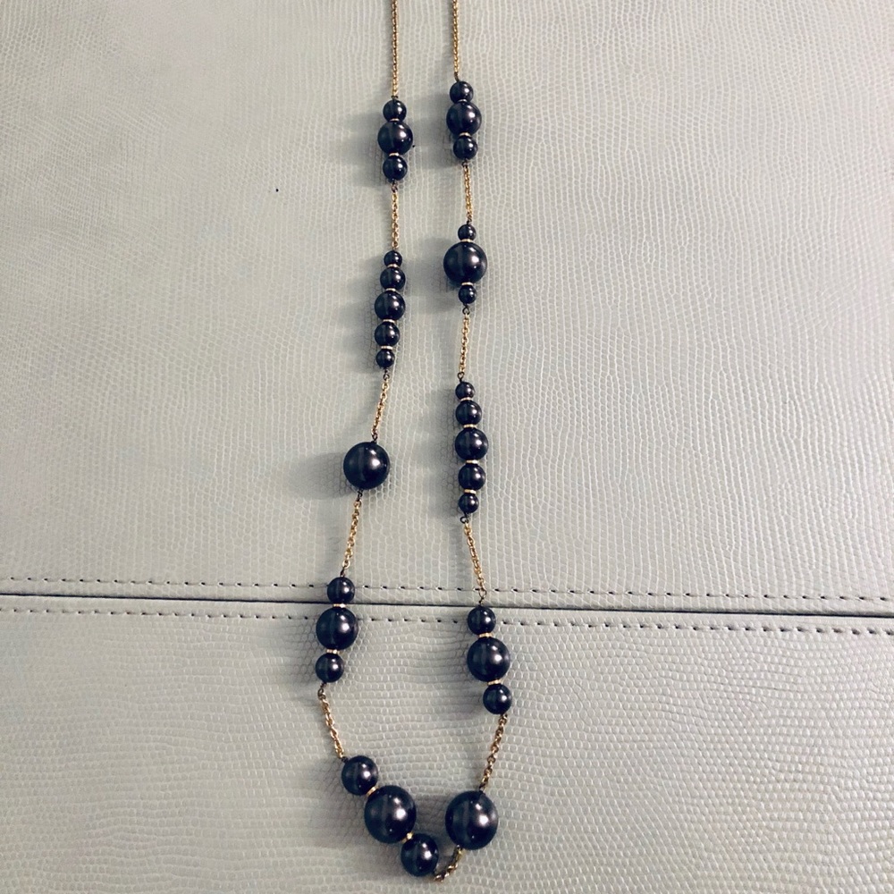J. Crew Gold/Black Pearl Necklace